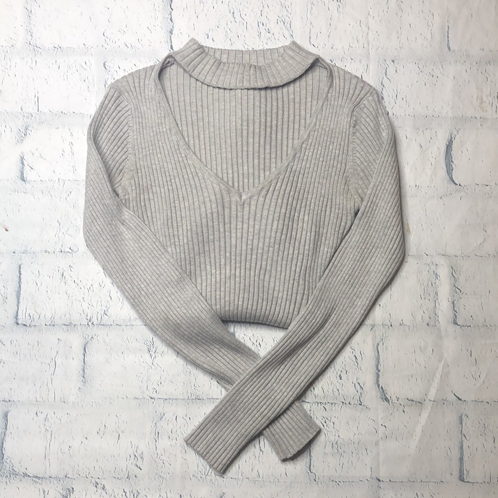 🔹Seek The Label Ribbed Knit Choker Cut Out  V-Neck Bodysuit
